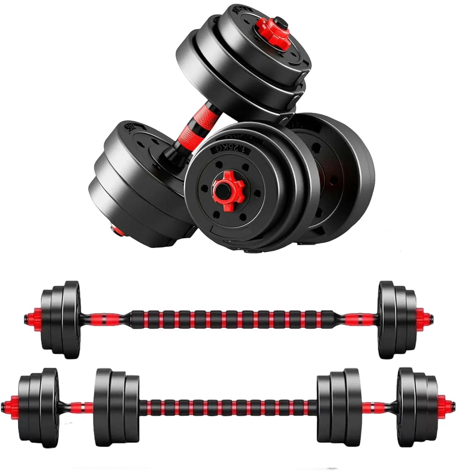 Set di manubri regolabili da 44 ml per piastre pesi fitness per palestra domestica, modalità ergonomiche 3 in 1, fusione resistente per l'allenamento della forza