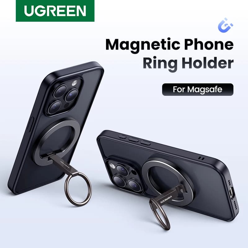 Supporto per anello magnetico UGREEN per telefono per Magsafe iPhone 15 14 13 Pro Xiaomi Samsung Huawei supporto per cellulare con rotazione a 360 ° in alluminio