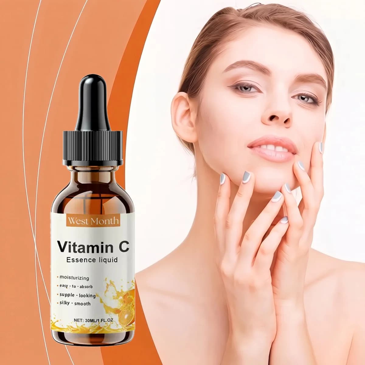 Vitamin C Facial Essence - Contains hyaluronic acid for moisturizing, giving a uniform light beige tone. Suitable for all skin t