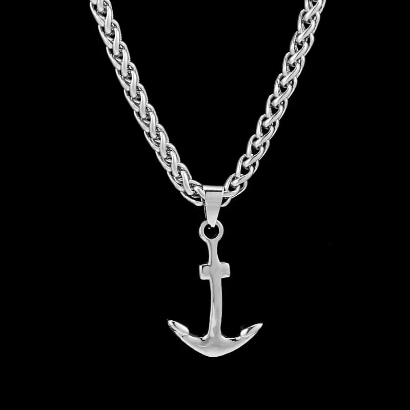 OMKAIMING Collana con ciondolo croce a forma di ancora per barca per uomo Donna Collana in acciaio inossidabile a forma di amo da pesca Regali di gioielli