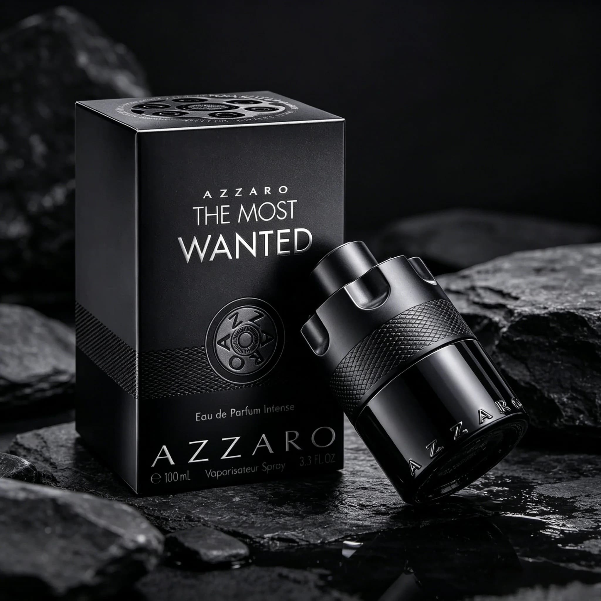 Azzaro The Most Wanted Intense Men Eau de Parfum Rich Caramel Vanilla Woody Gourmand Scent Matte Black Revolver Bottle Extra Long Lasting Magnetic Masculine Perfume Luxury Holiday Birthday Gift for Him