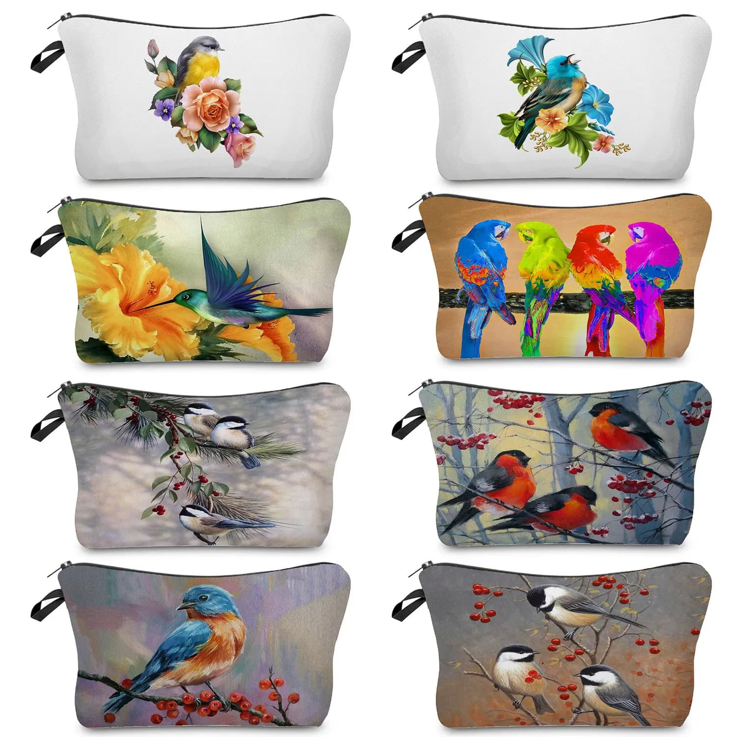 Borsa per cosmetici da donna con stampa di uccelli borsa per telefono portatile da ufficio per signora organizzatore per trucco da viaggio all'aperto Kit da toilette regalo per insegnanti di scuola