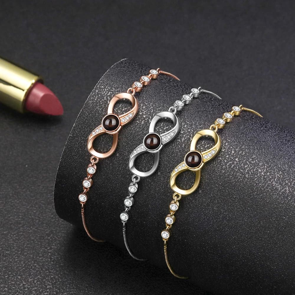 Bracciale con foto personalizzato con foto all'interno Bracciale con memoria per proiezione fotografica personalizzata in argento S925 Bracciale personalizzato con foto