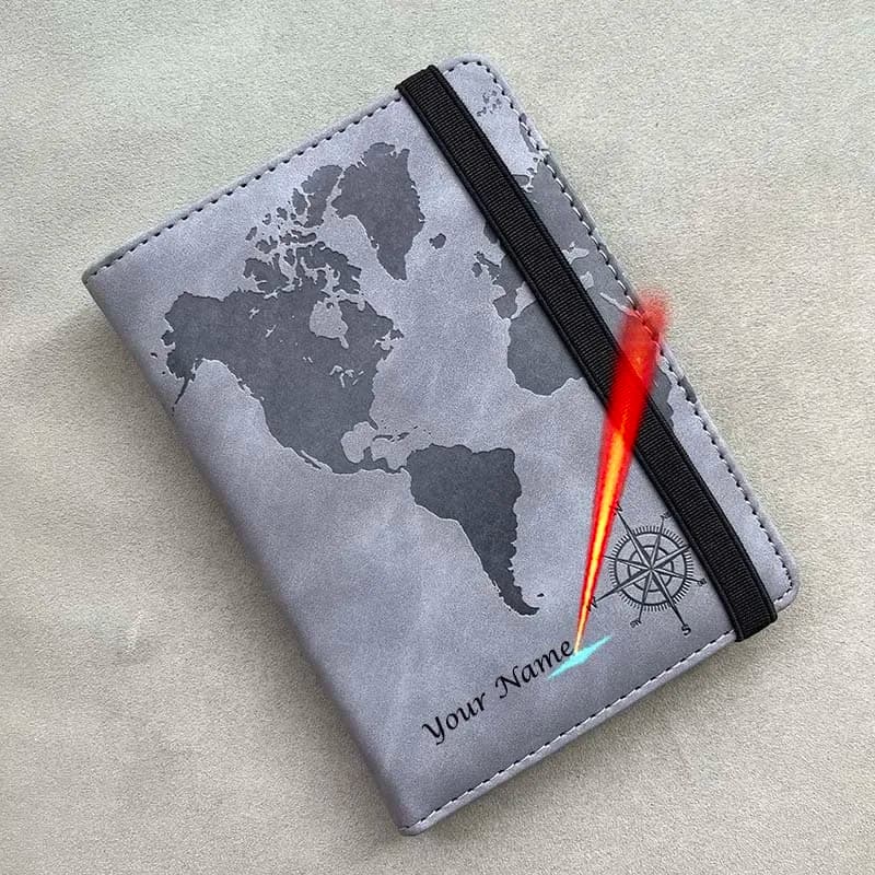 Rfid Blocking custom porta passaporto personalizzato World Map Compass con elastico Travel Essentials custodia passaporto
