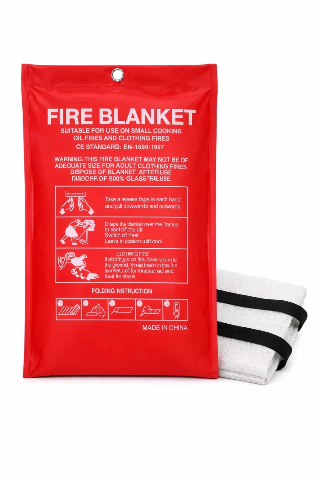 Heat Resistant Emergency Fire Blanket for Home Kitchen Grill RV Camping Car Fireplace - Fiberglass Fire Safety Blanket for Cooking Oil Fires Survival Emergency