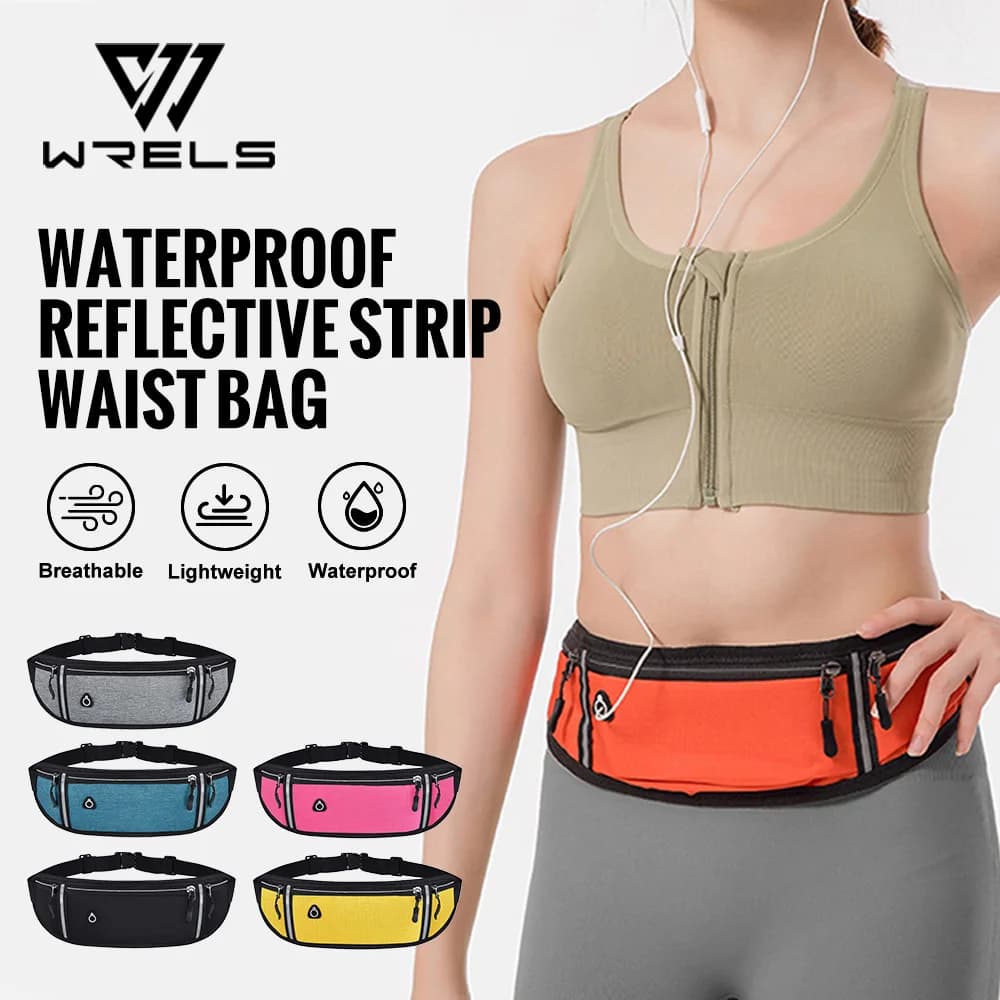 WRELS Marsupio da corsa professionale Marsupio sportivo ultrasottile impermeabile Marsupi Marsupio da corsa riflettente