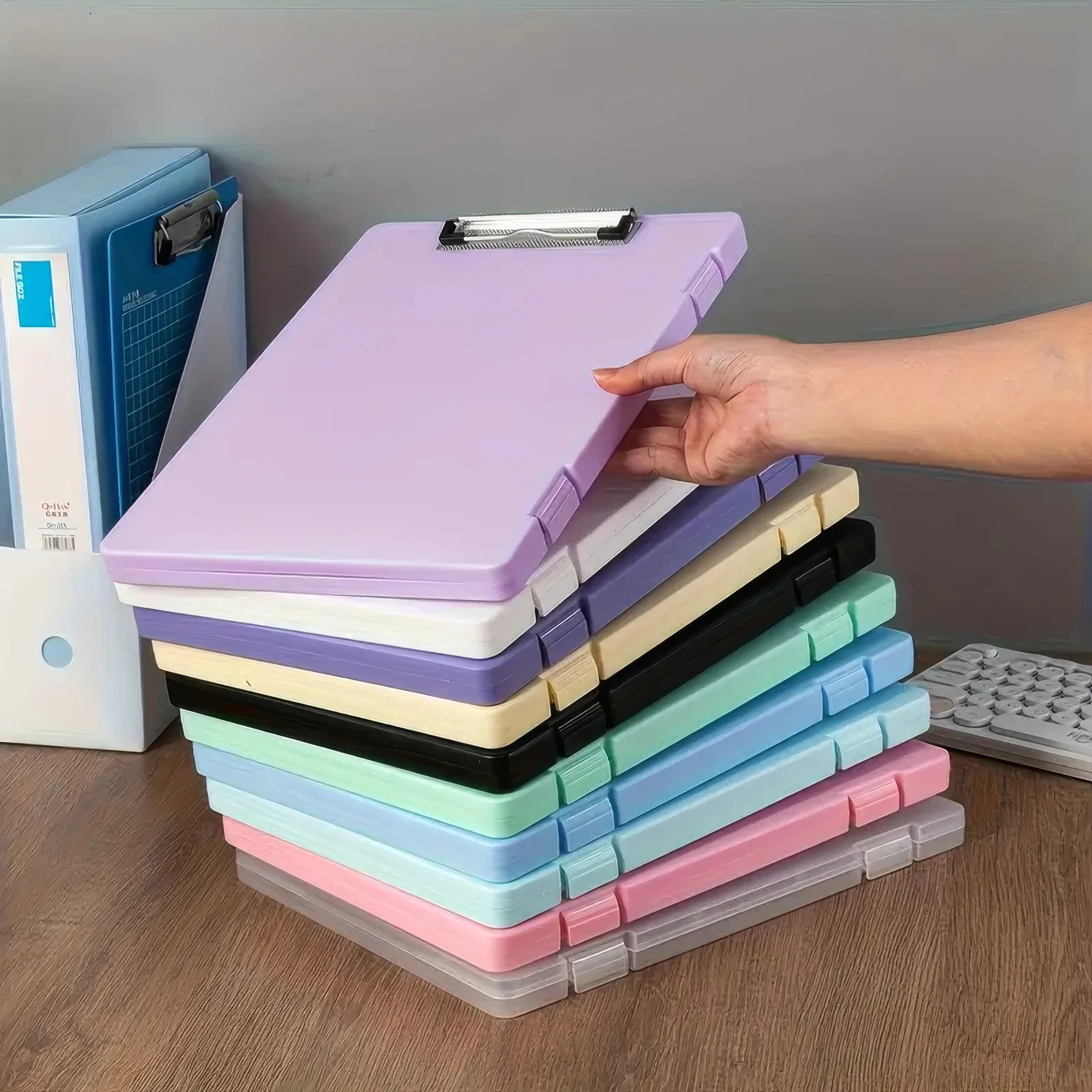 Scatole portaoggetti per cartelle a 2 colori, per organizzare documenti per esami, antipolvere e impermeabili, adatte per l'uso in aule/mens