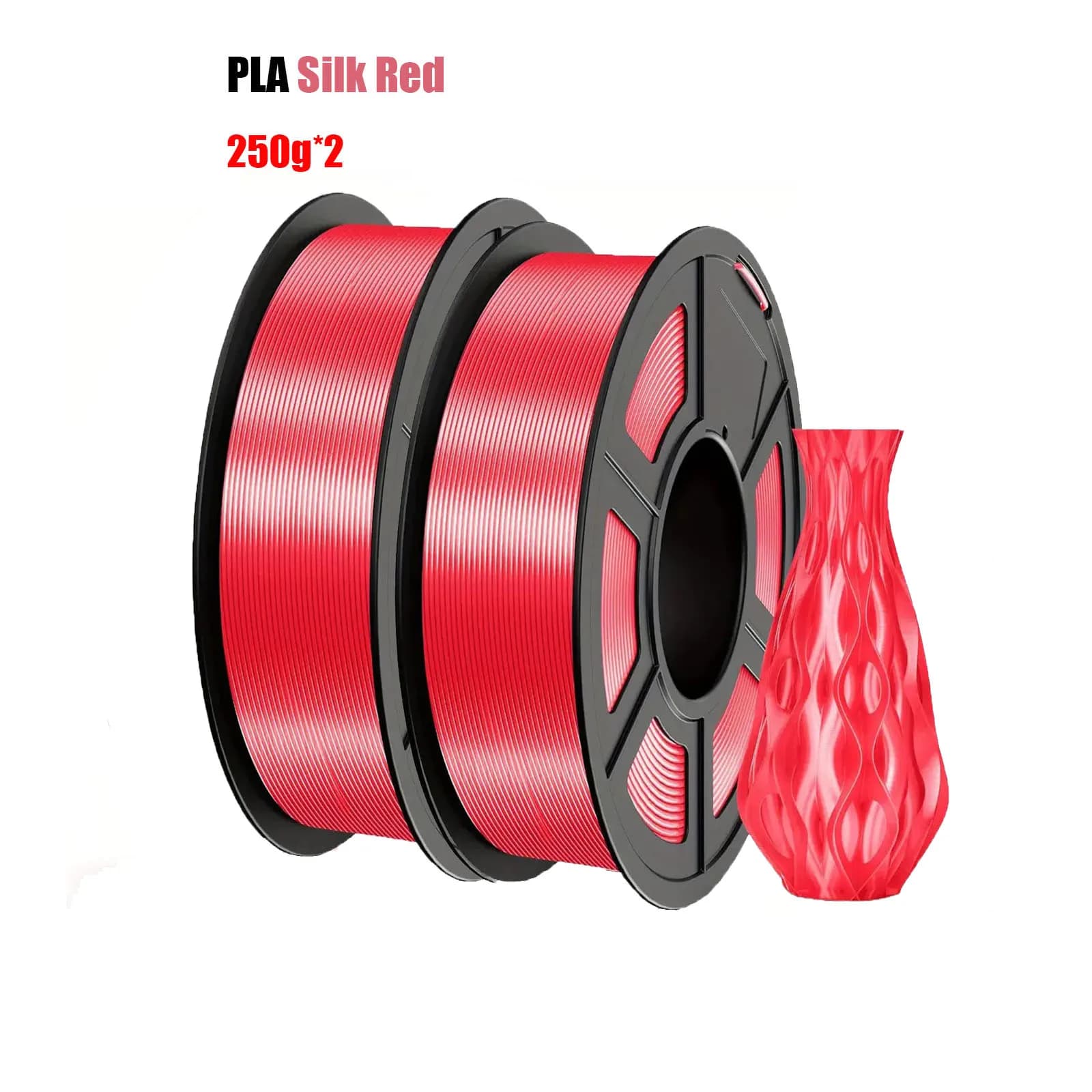 Filament PLA Polished Silk Effect 1.75mm for 3D Printer, Red Superficial Finish, 250g/500g Bobbin, 3D Printing Material