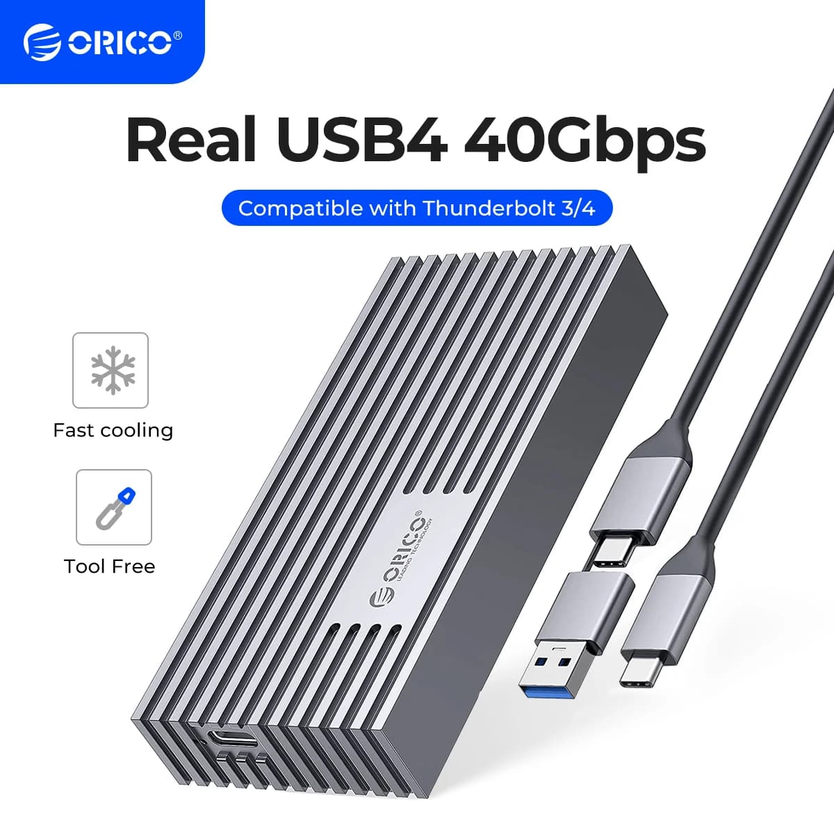 Custodia SSD ORICO NVMe M.2 USB4 40Gbps PCIe3.0x4 20Gbps 10Gbps Custodia esterna M.2 compatibile con Thunderbolt 3/4