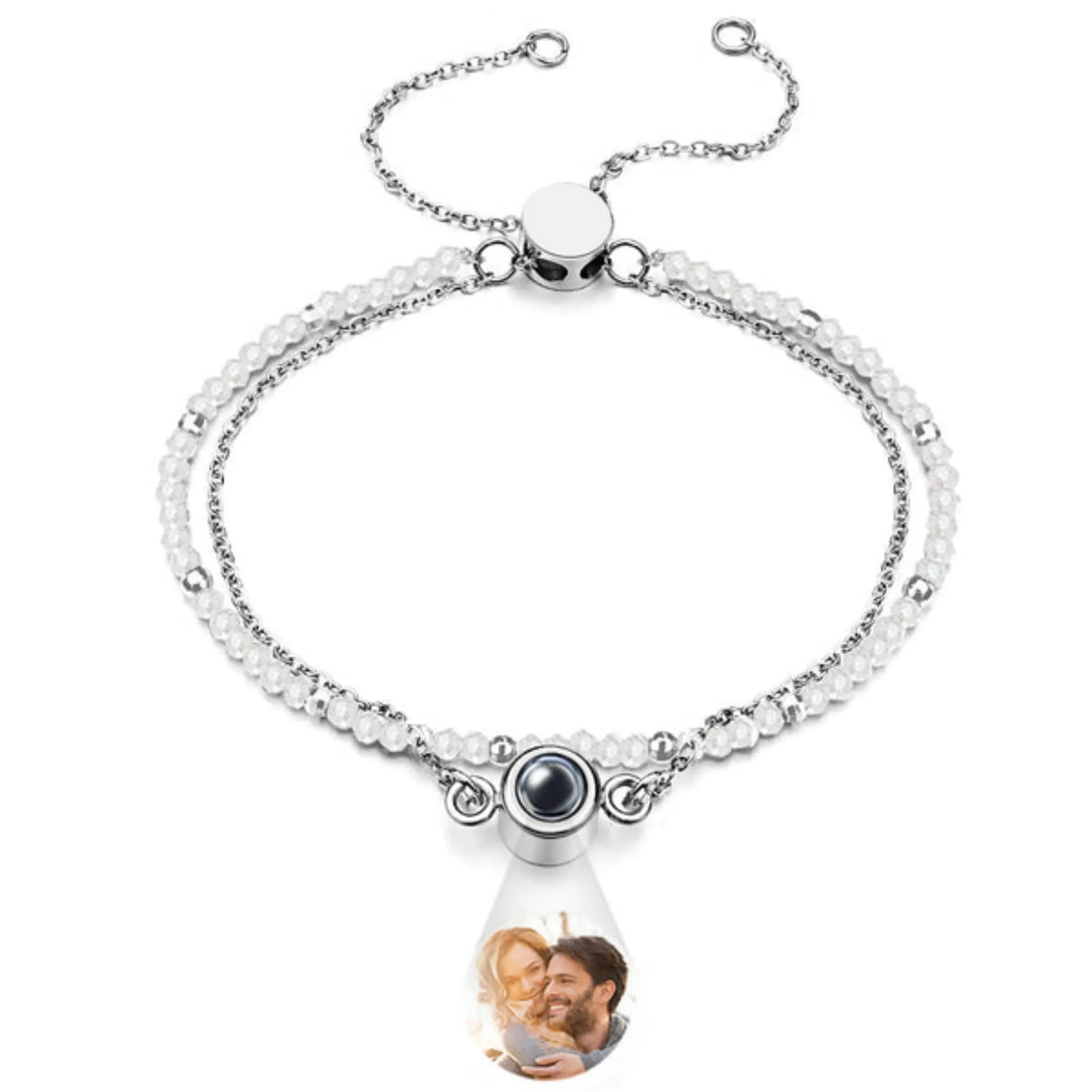 Custom Bracelet with Double Layer Crystal Photo Projection Bracelets with Custom Photo Jewelry with Portrait of Pet Photo for Her