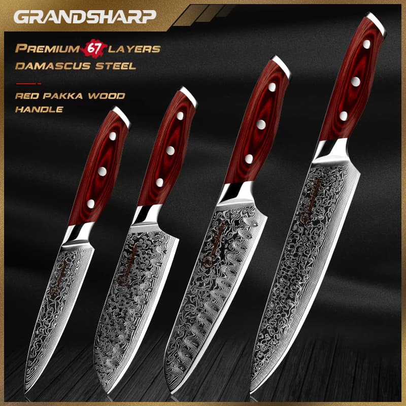 Coltello da cucina damasco giapponese damasco Chef Santoku coltelli da cucina miglior regalo utensili da cucina marca Grandsharp alta qualità