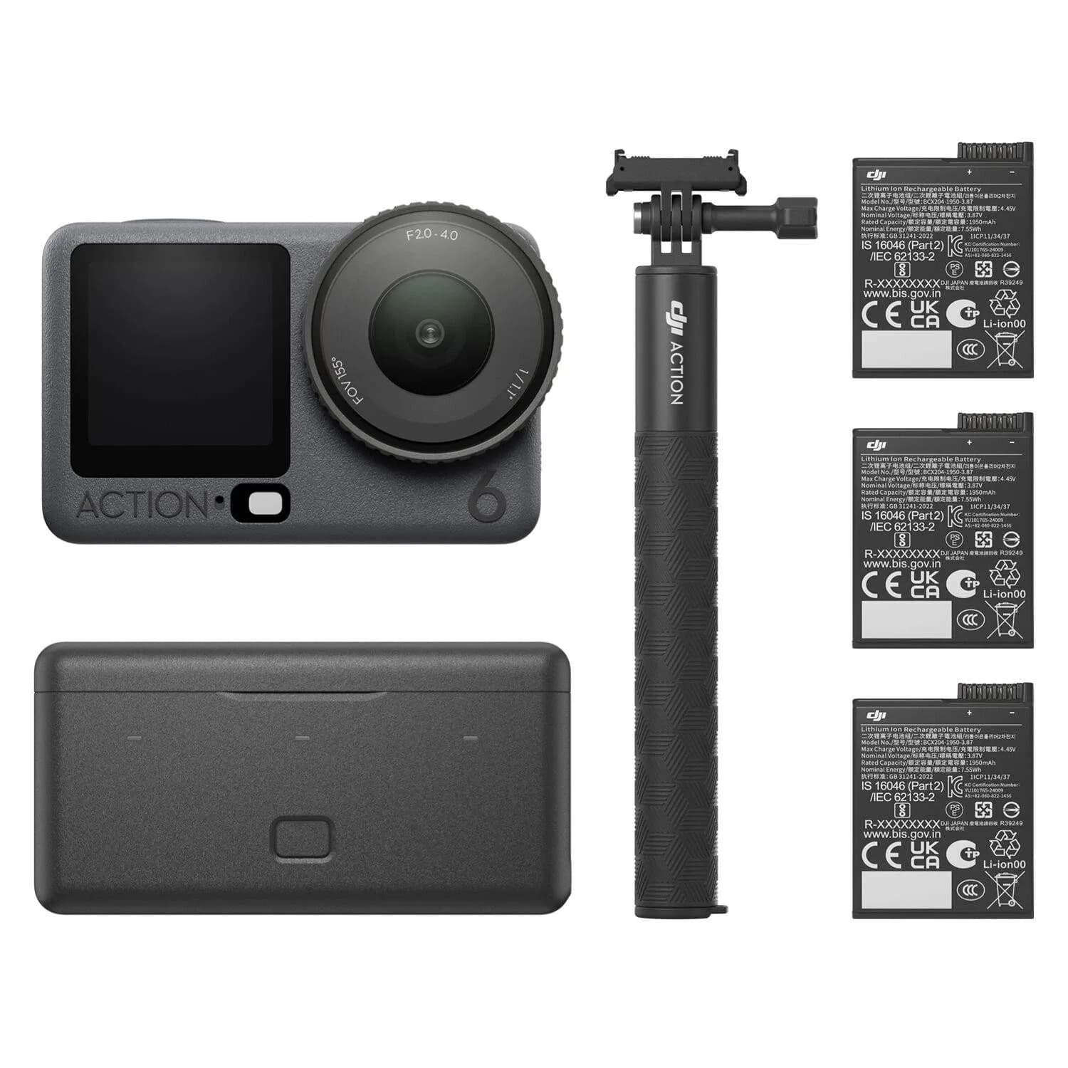 DJI Osmo Action 6 Adventure Combo, 8K Waterproof Action Camera with 1/1.1" Square Sensor, Variable Aperture of f/2.0–f/4.0, Extended Battery Life With 3 Batteries, Action Camera 4K for Long Outdoor Filming