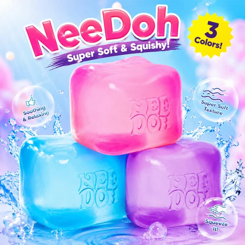 New Needoh Nice Cube Sensory Stress Reliever Fidget Tool for Anxiety Focus Desk Sensory Cube for Adults Kids Cube Squishy Toy
