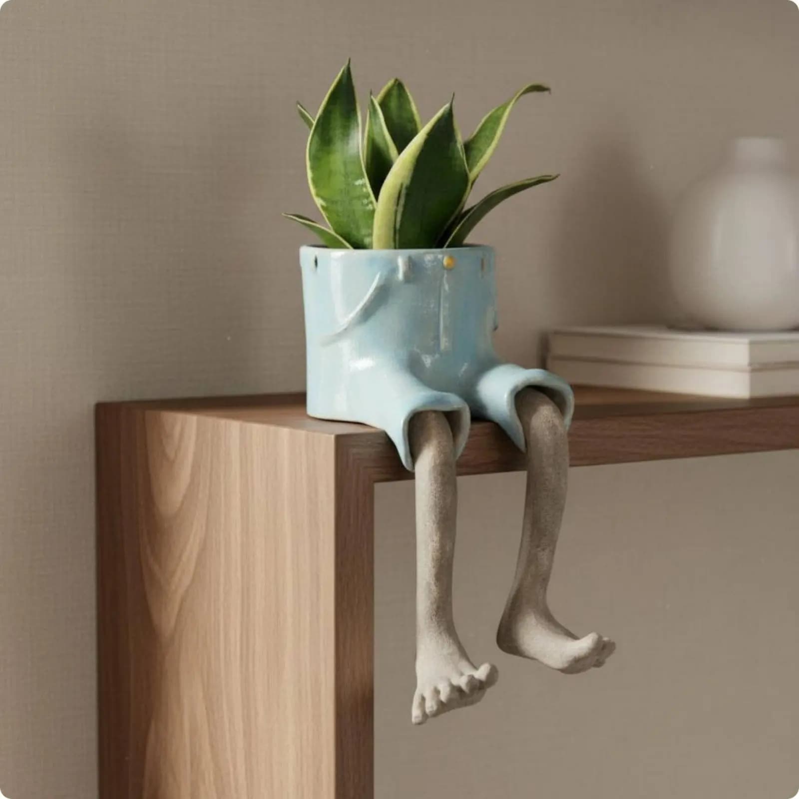 Creative Lower Body Planter Quirky Style Human Legs Pot for Shelf Living Room Desk Decorative Plant Container