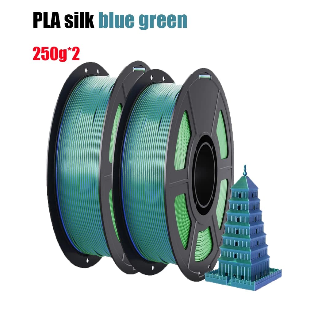 3D Printer Filament in PLA Silk, Filament PLA Blue-Green 1.75mm, Polished PLA Filament, Color Change, 500g