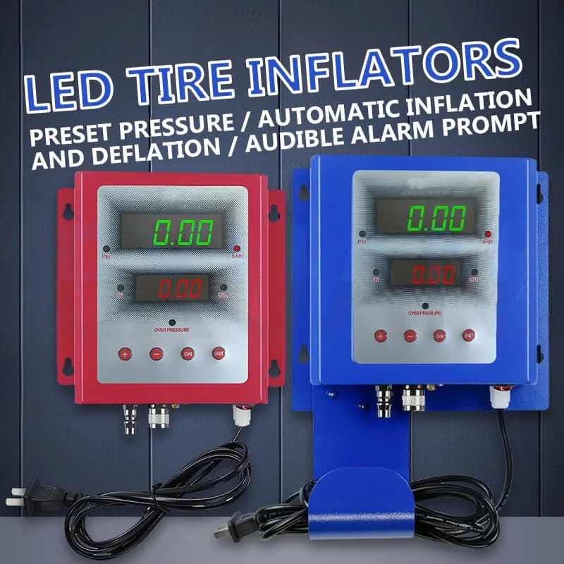 Gonfiatore automatico di pneumatici per auto,Gonfiatore di pneumatici a LED montato a parete con display digitale,Strumento di rilevamento della pressione dei pneumatici,Con pressione predefinita,Per stazione benzina /