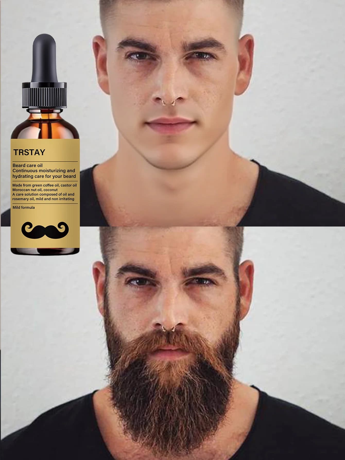 Il trattamento della barba con olio essenziale per gli uomini domano istantaneamente annodare e aggrovigliare ripristina la morbidezza, nutre per una sensazione morbida e setosa