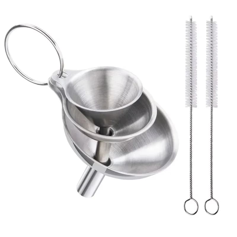 6 Pcs Stainless Steel Kitchen Funnels Set Food Grade Metal Essential Oil Spices Funnel Small Bottles Filling Funnel