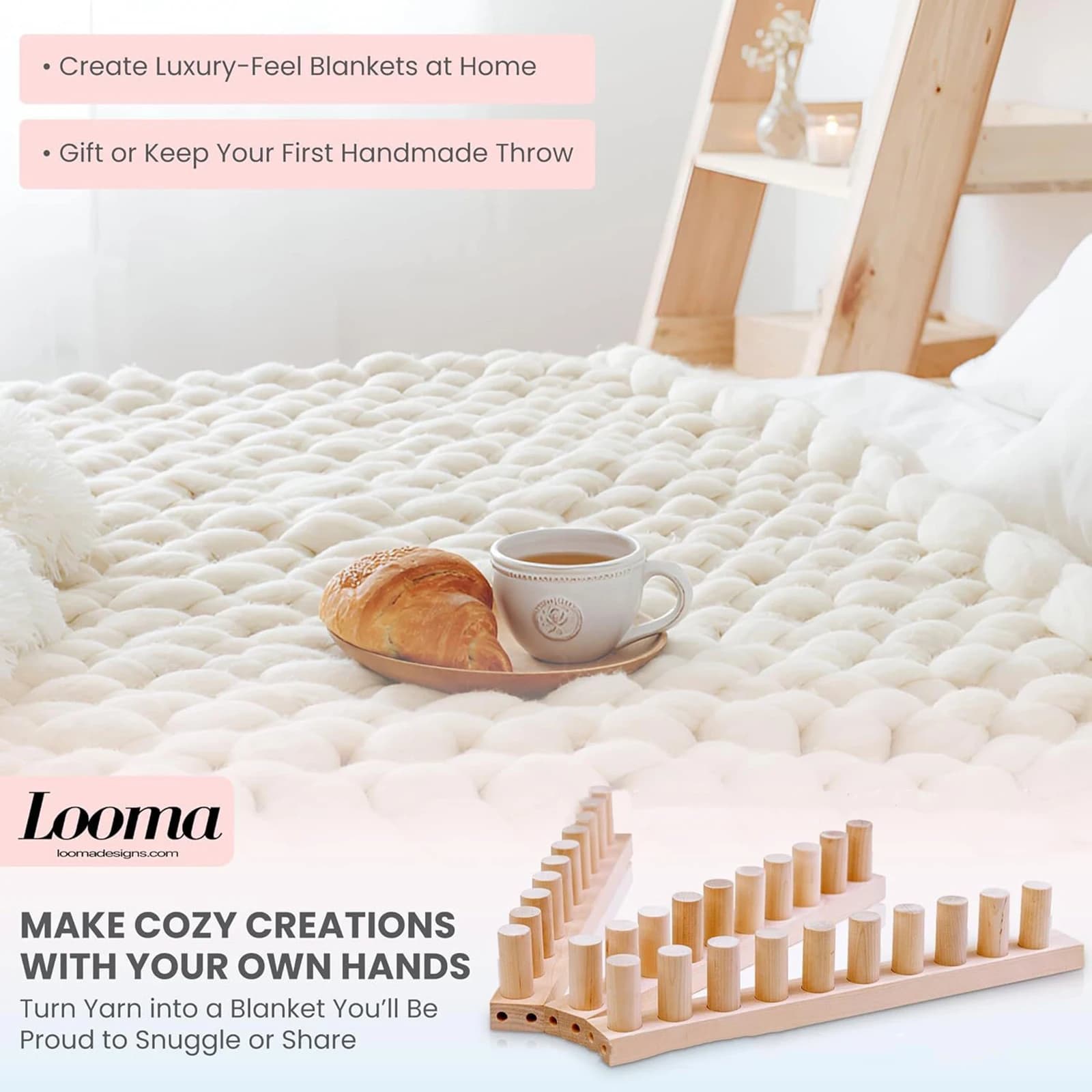 Knitting Loom Chunky Yarn Blanket Loom Adjustable Portable Weaving Loom Crochet Accessories for Chunky Blankets Hand Knitting