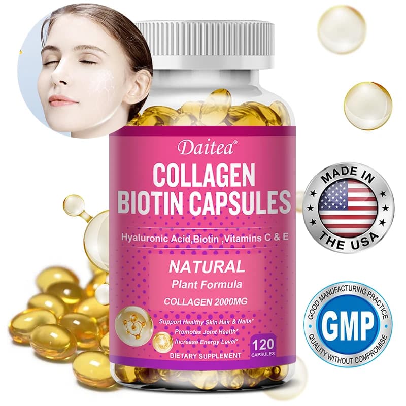 Daitea collagen biotin capsules support healthy skin, joints, hair and nails, antioxidants and non-GMO