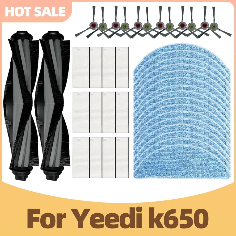 Compatible For Yeedi k650 Vacuum Cleaner Spare Parts Main Side Brush Hepa Filter Mop Cloth Replacement Accessories