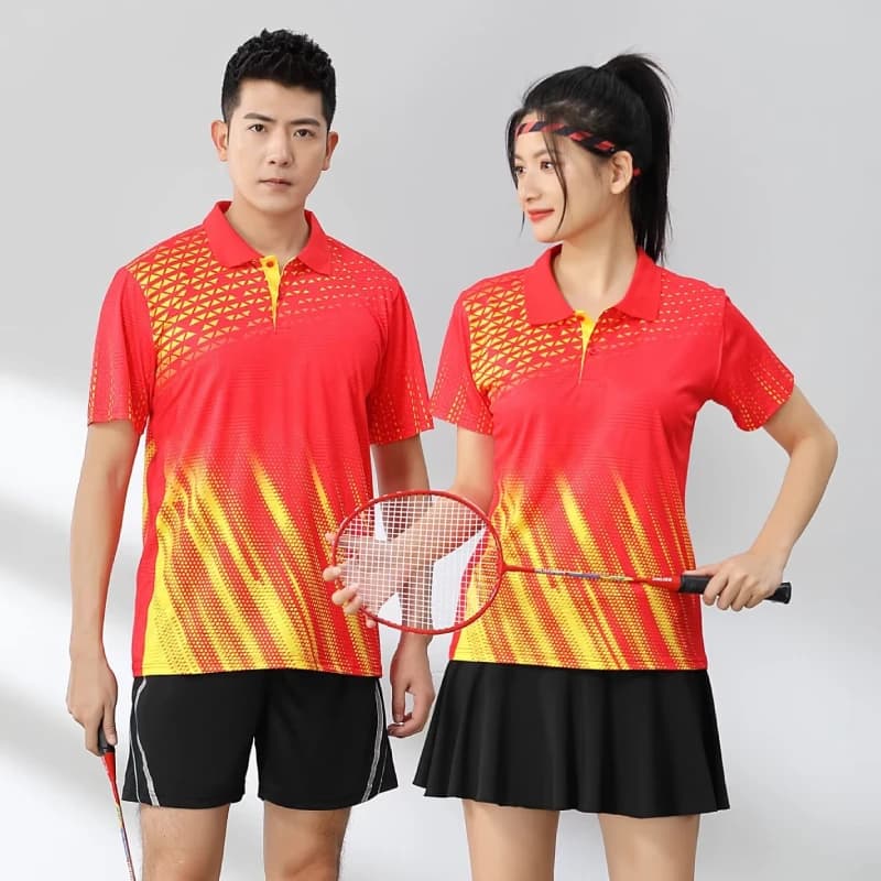 2024 New Polo Badminton Shirt Men's Short Sleeve Golf Ping Pong Polyester Shirt Family Summer Badminton Volleyball Jersey
