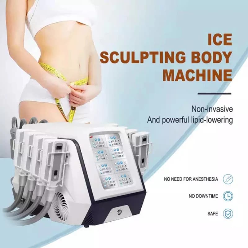 8 Handles Plates Diamond Portable Ice Cryo Fat Frezzing Cold Body Sculpting Weight Loss Criolipolisis Equipment
