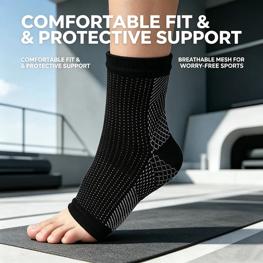 1 Paio di Calze a Compressione per Caviglia con Supporto per Arco Plantare e Caviglia, Design a Punta Aperta, Calze per Neuropatia