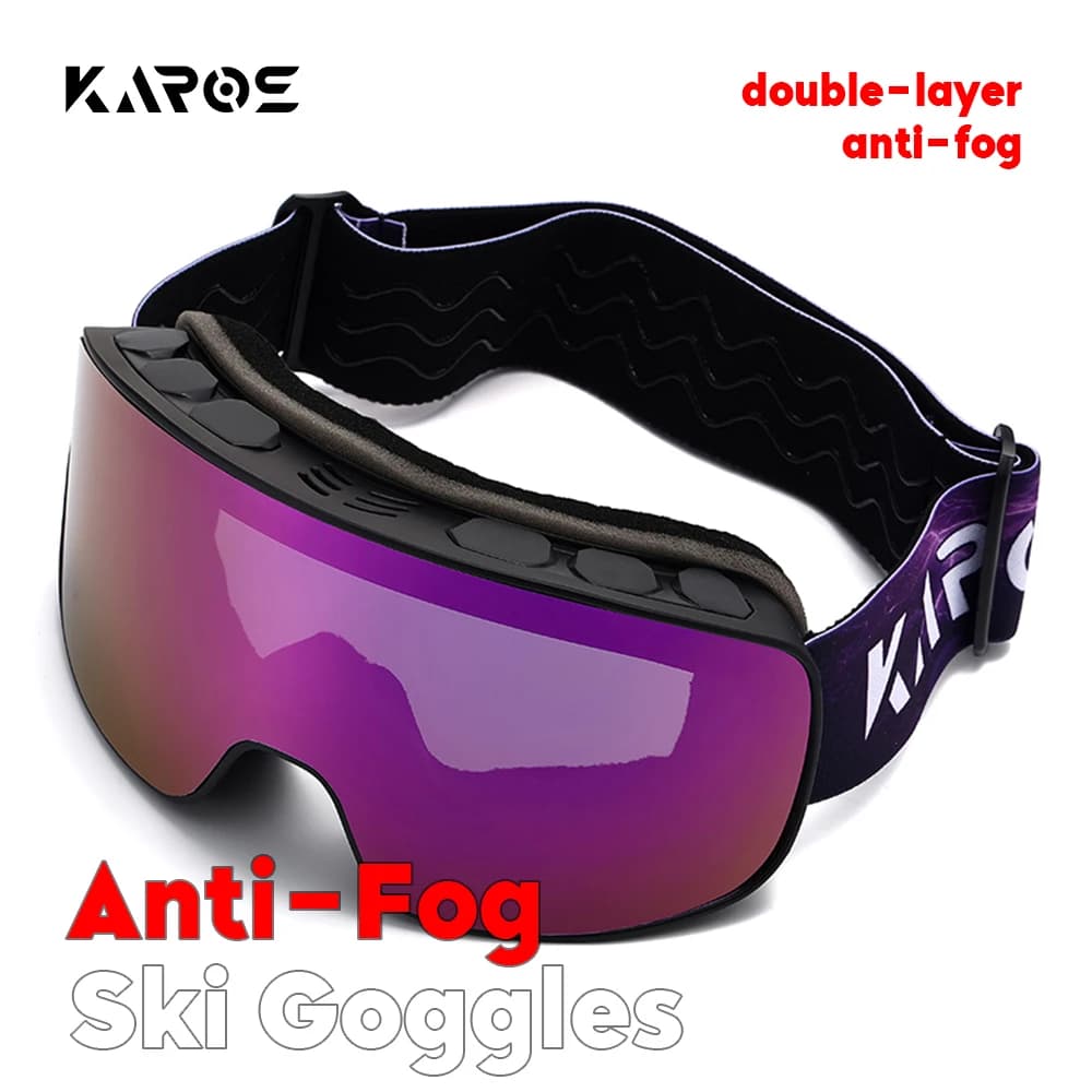 KAROS Occhiali da sci Doppi strati Anti-appannamento Piccolo bordo Maschera da sci Outdoor Uomo Donna UV400 Occhiali da neve invernali Occhiali da snowboard