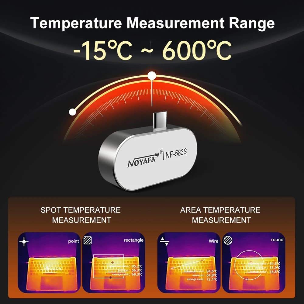 NOYAFA NF-583S infrared camera for Android cell phones, imaging tool for repairing PCB circuits and panels.