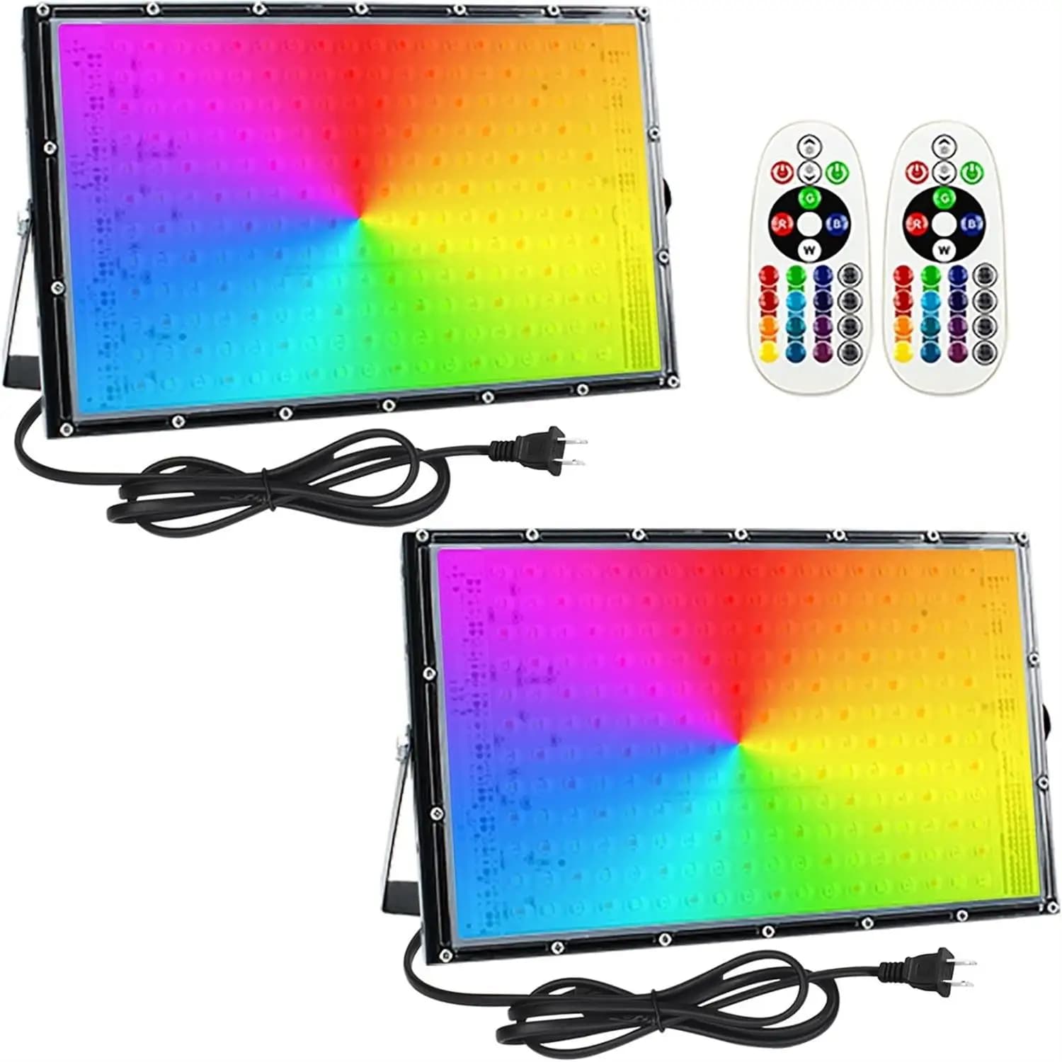 Luce di inondazione RGB da 2 pezzi da 150 W, proiettore intelligente che cambia colore RGB con telecomando, per illuminazione scenica, feste di compleanno