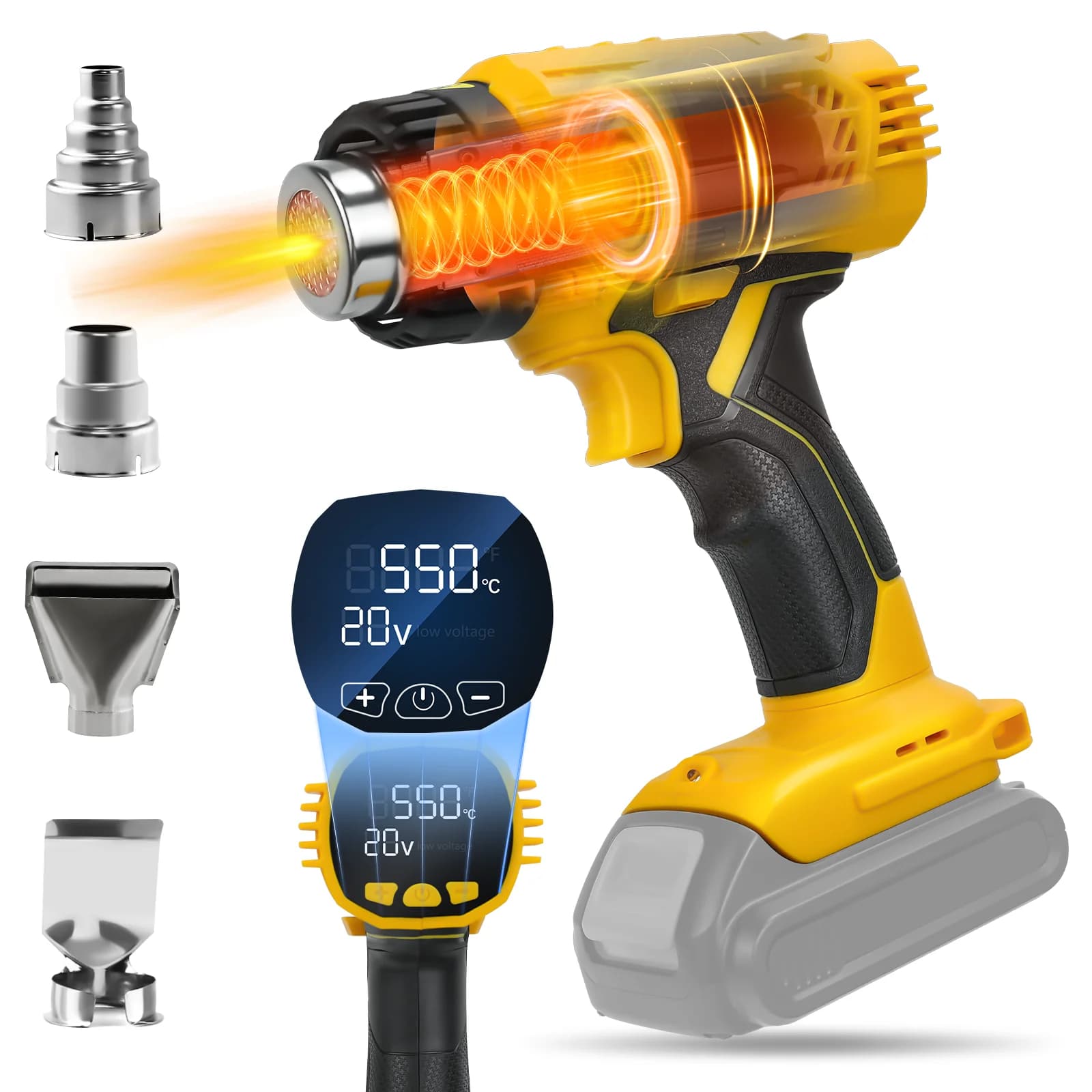 Pistola termica a batteria da 400 W 50 ℃ -550 ℃ Pistola ad aria calda per saldatura a riscaldamento rapido per tubi termoretraibili artigianali fai-da-te per perno batteria Dewalt 20V