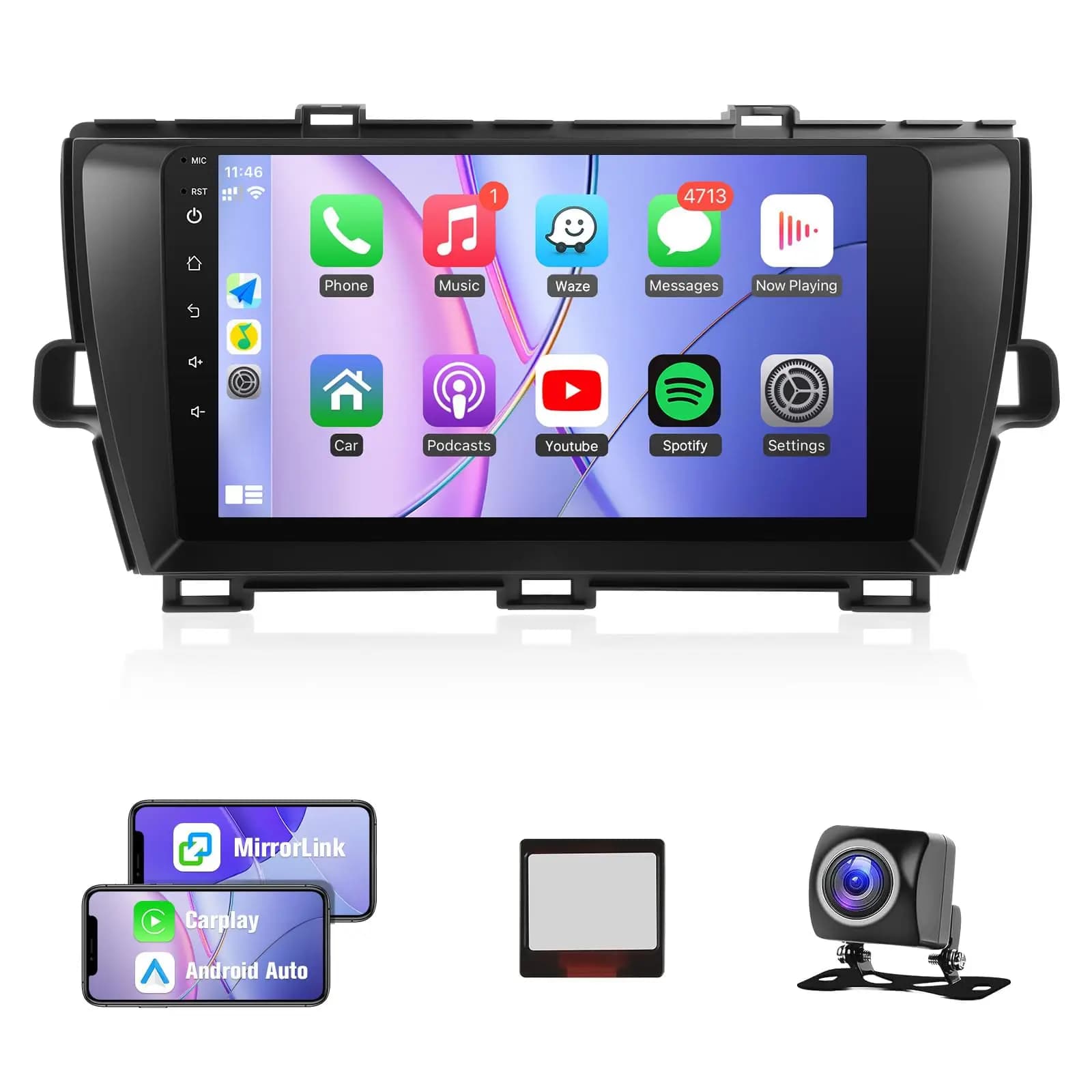 Touch screen IPS da 9 pollici per autoradio Prius con Carplay Android Auto/Bluetooth/GPS/WiFi/MIC+Canbus per Toyota Prius (Fit-JBL