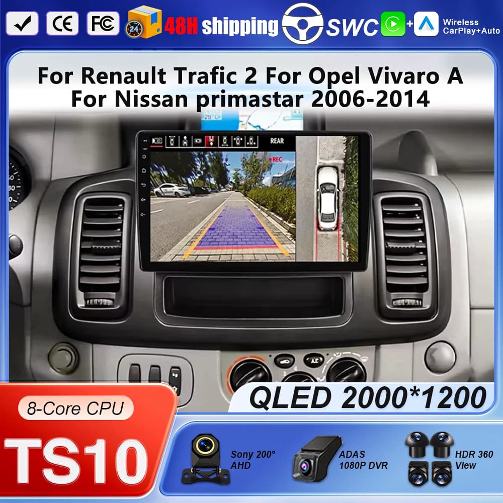Car Radio For Renault Trafic 2 For Opel Vivaro A For Nissan primastar 2006-2014 Multimedia Video Player Android14 Navigation GPS