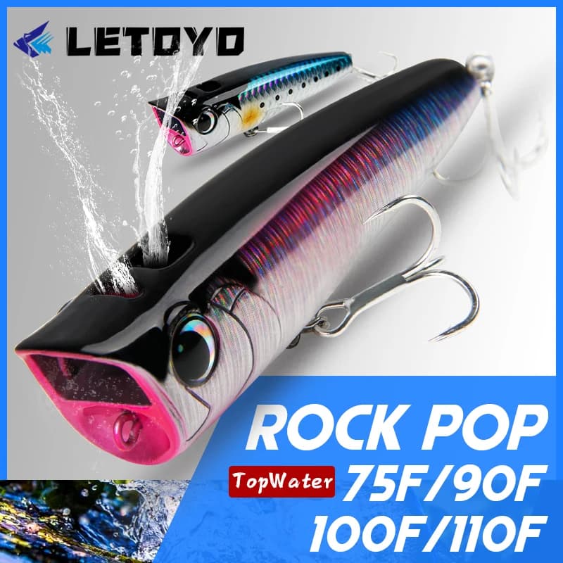 LETOYO Topwater Popper 8.5-30g galleggiante Rock pop Esche dure artificiali per esca da pesca al luccio persico spigola