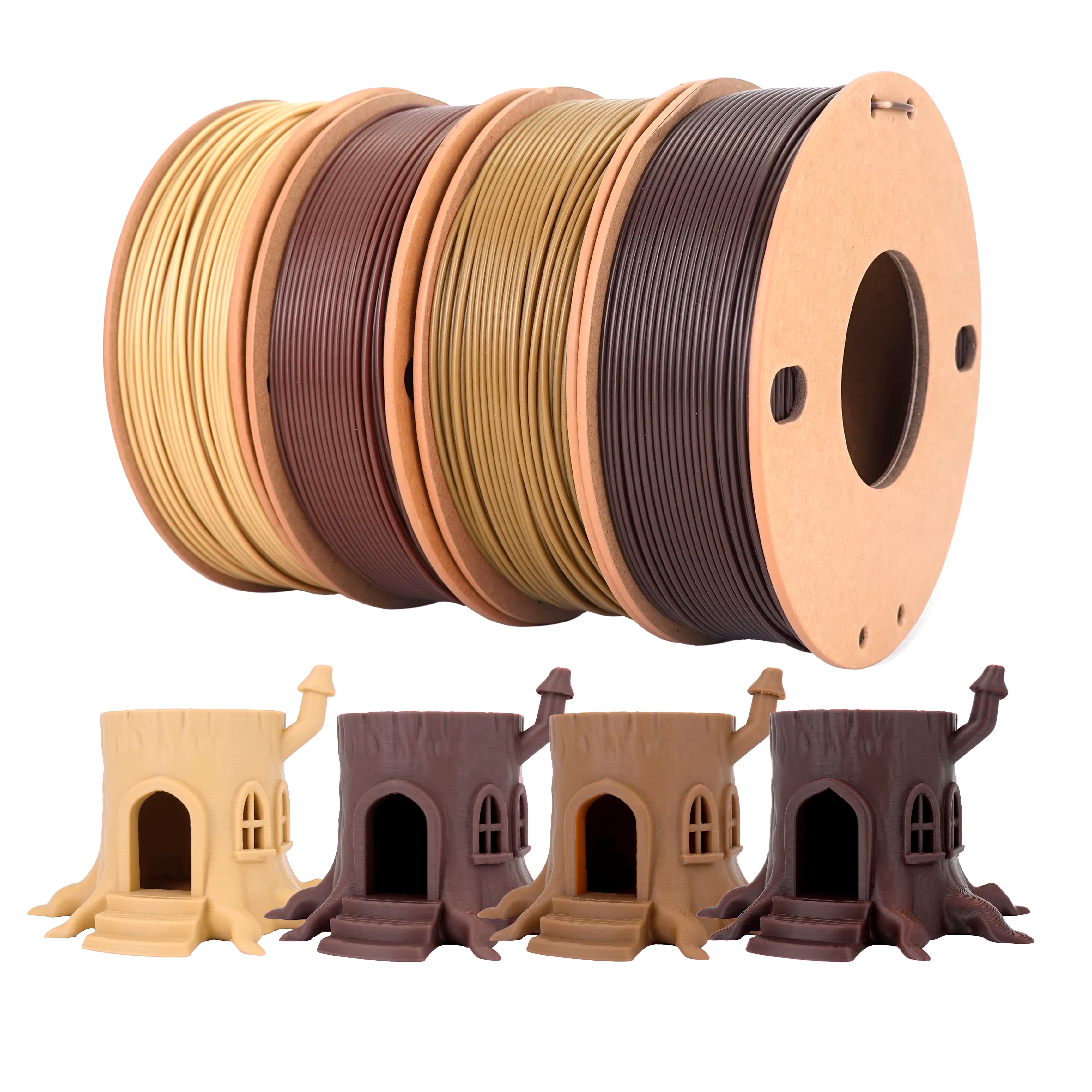 likesilk imitation wood color 3D Printer Filament Bundle - Wood PLA Filament 1.75mm, 250g x 4 Pack (Walnut, Oak, Cherry, Teak)