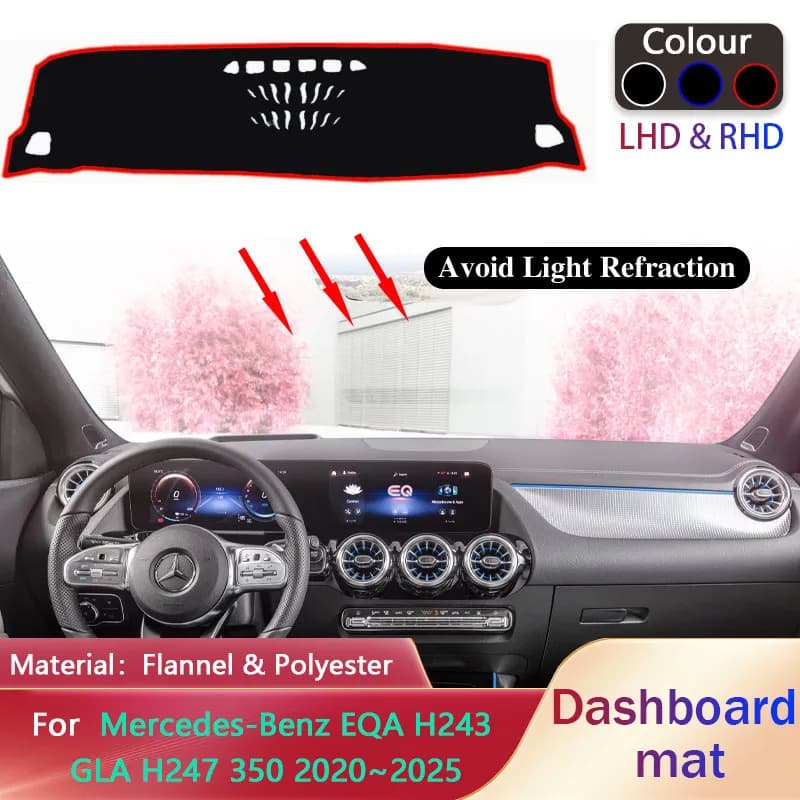Auto Cruscotto Copertura Pad per Mercedes-Benz EQA H243 GLA H247 350 2020 ~ 2025 Liner Anti-Slip Parasole Dash Zerbino Tappetino Tappeto Accessorie