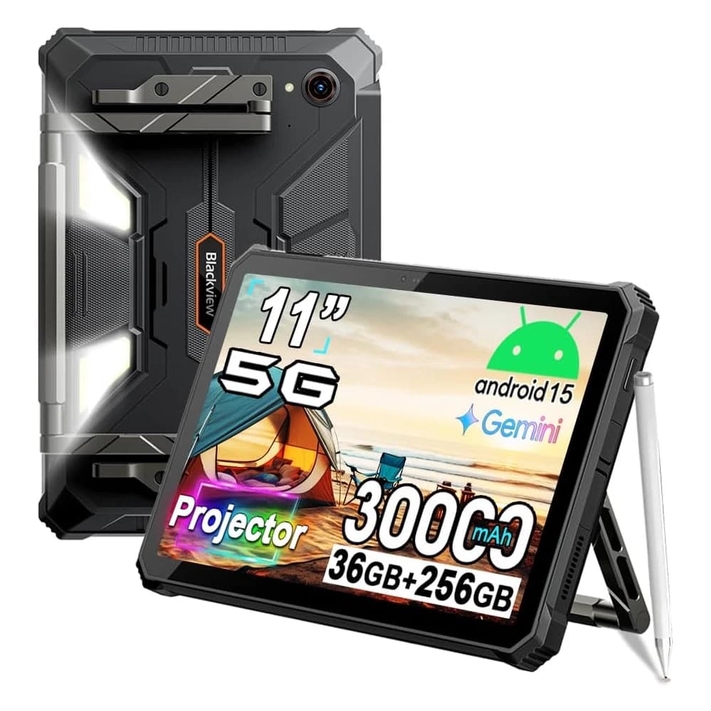 Blackview Active 12 PRO 5G Tablet con Proiettore, Tablet Robusto Android 15, Batteria da 30000mAh, Display da 11'', 36GB 256GB, Tablet per Esterni