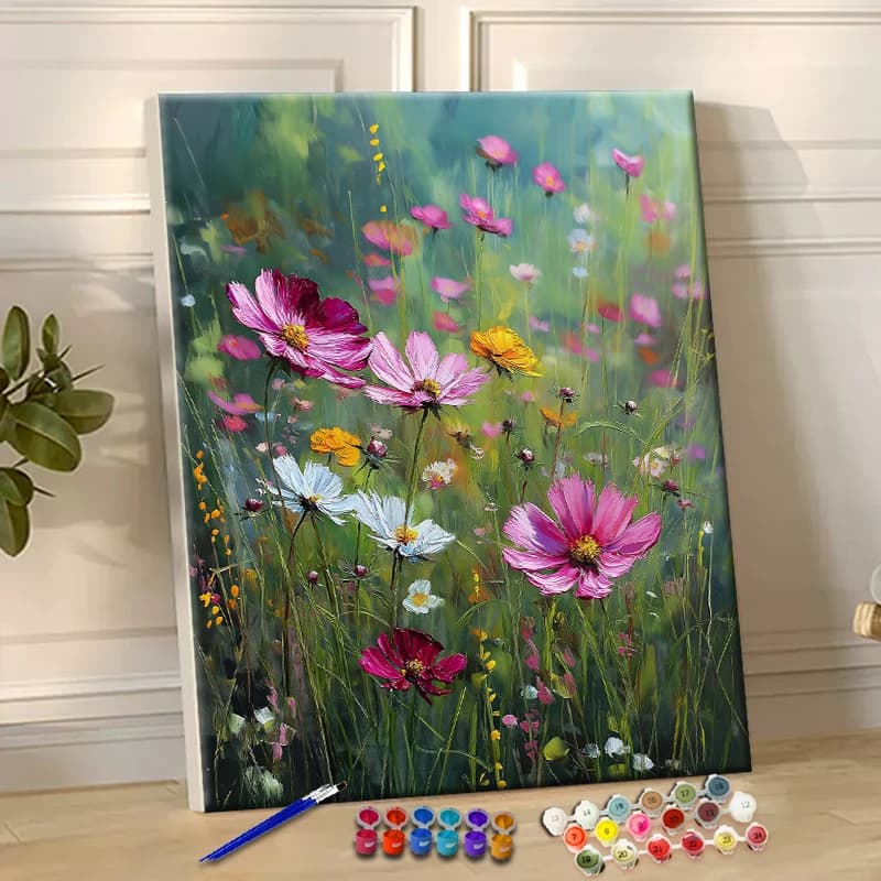 Painting By Numbers Field of Wildflowers Acrylic Paint Canvas Dropshipping Portrait Family Children Photo Christmas gifts