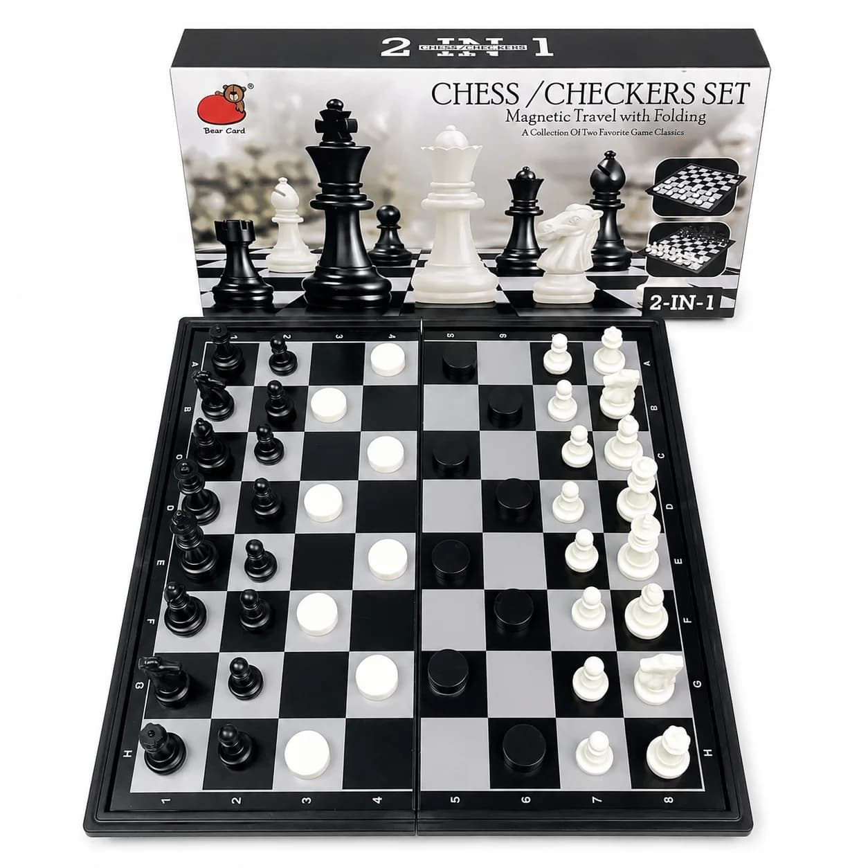 19.1x19.7cm 2 in 1 Folding Magnetic Chess Checkers Set with Carry Box Safe Portable Travel Educational Toy Gift
