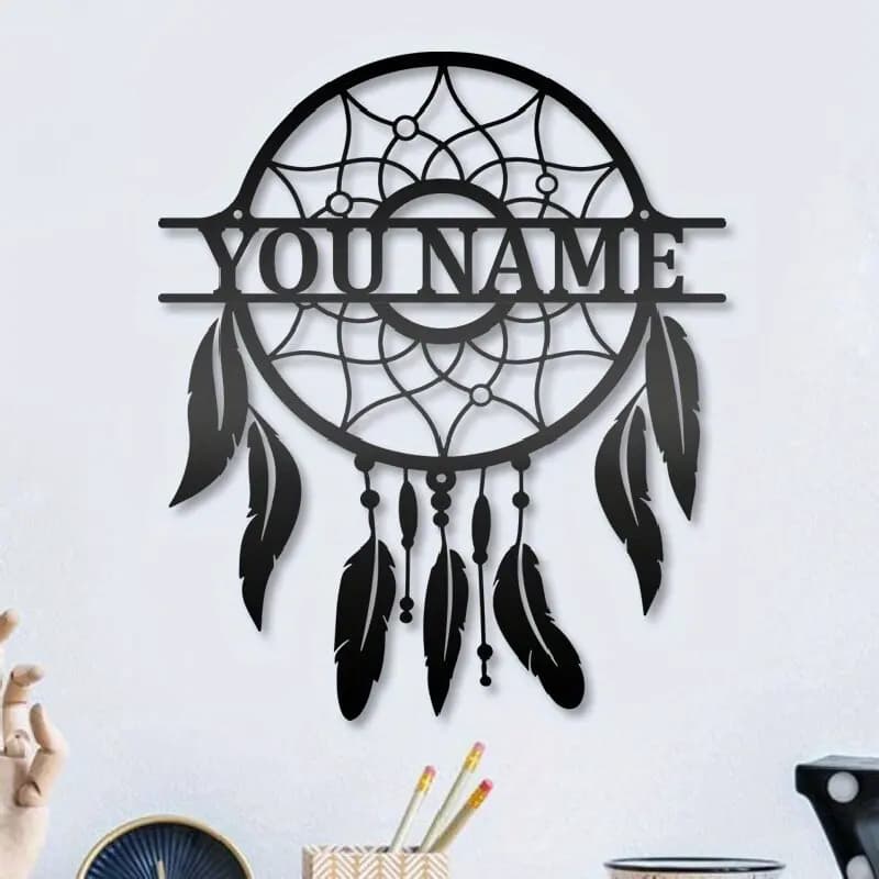 Custom Boho Metal Dreamcatcher Wall-Mounted Art Decor, Indoor/Outdoor Signs for Rooms/Entryway, for Housewarming/Easter/Birthday