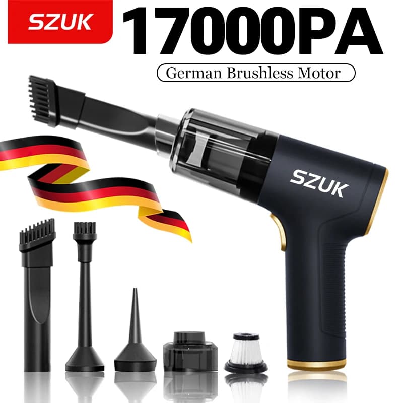 SZUK 17000PA Potente Aspirapolvere Portatile Senza Fili per Auto e Casa, Soffiatore Manuale per Pulizia Auto