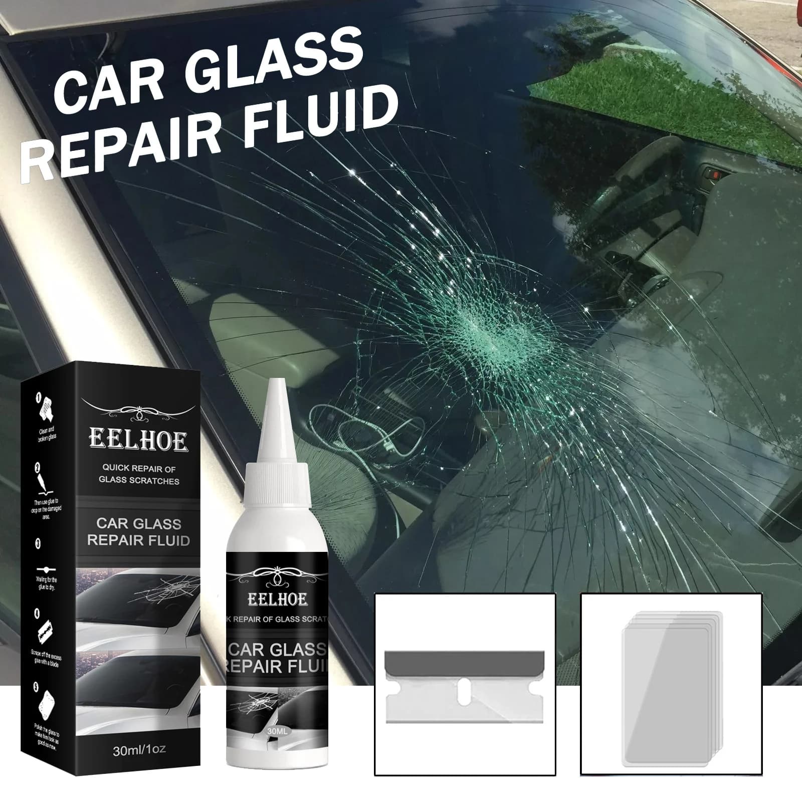 Eelhoe Auto Glass Repair Glue Windshield Repair Crack Adhesive Repair Glue Glass Repair Glue Multi-Functional Repair Liquid