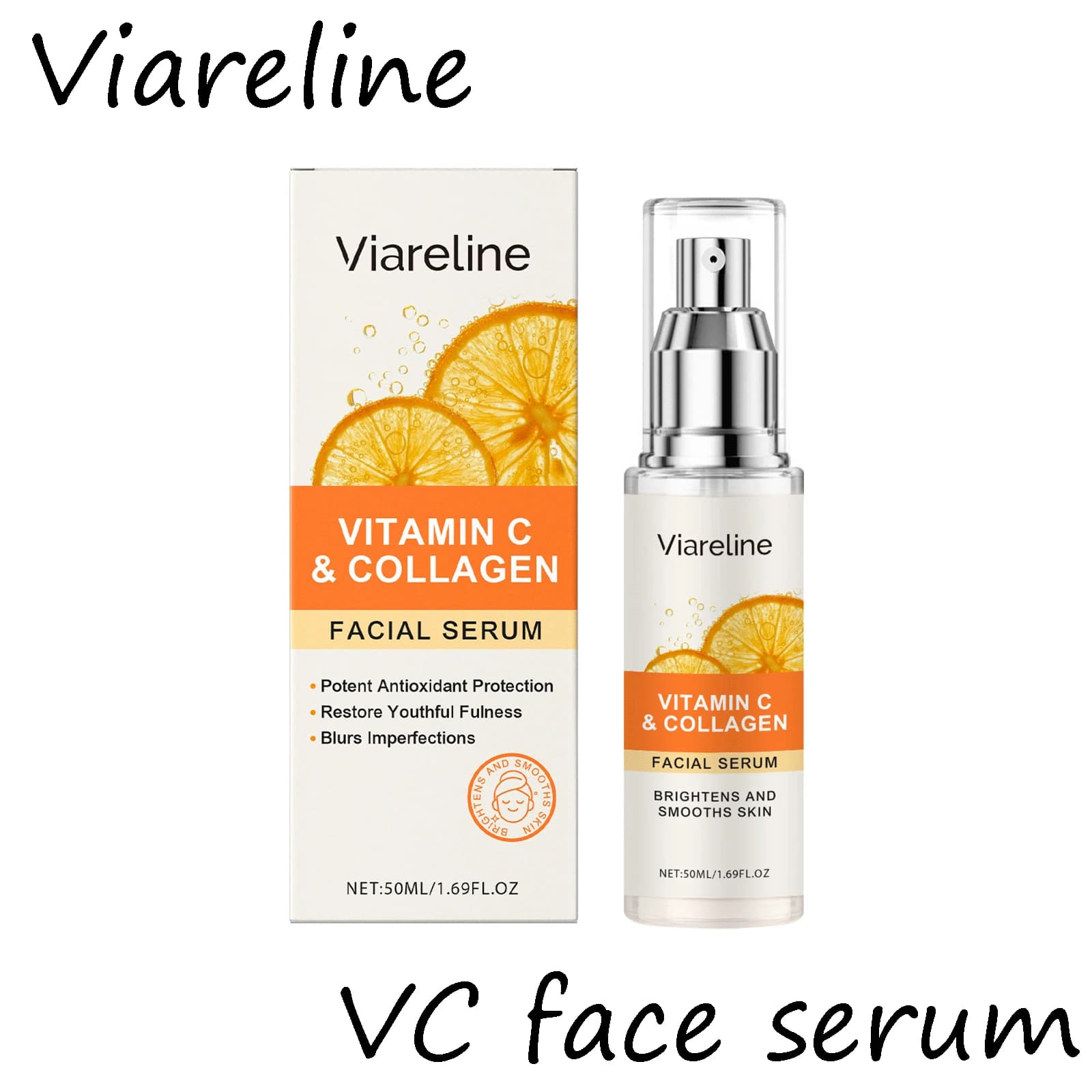Viareline Serum Vitamin C Face Hydrating Daily Improves Softness Antioxidant Brilliant Skin Tone Restore Serum for Face Skin