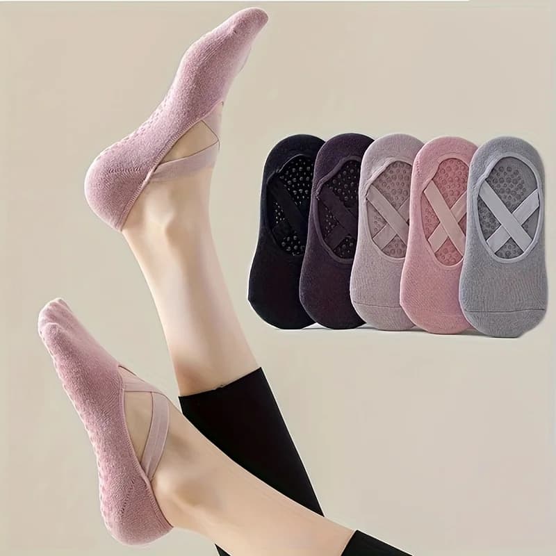1/3/5 pairs of women's socks, boat socks, yoga socks, silicone anti-slip dance socks, floor fitness socks for indoor pilates