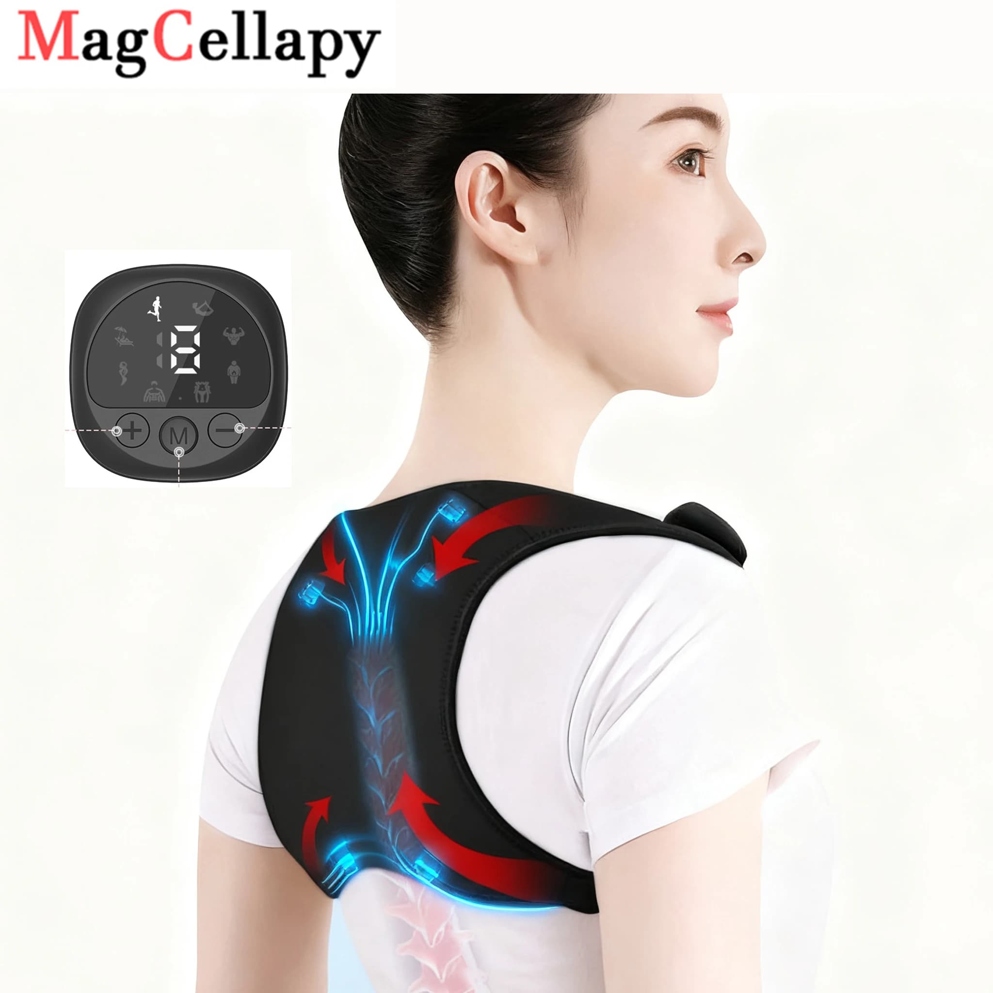 Intelligent Pulse Correction With Ems Microcurrent Back Massage Stimulator Hunchback Corrector Back Plasticity Grade 19