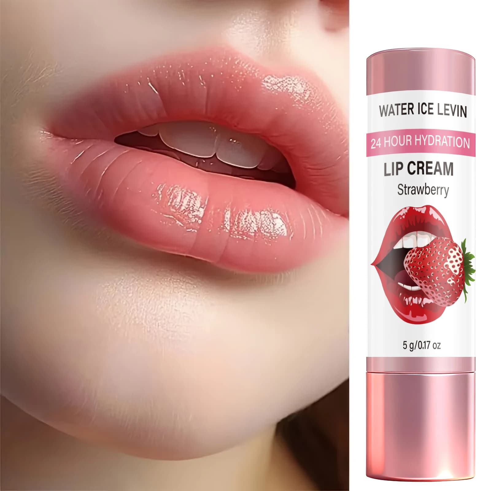 Crema Labbra Idratante 24H all'Estratto di Fragola, Lenisce le Labbra Screpolate