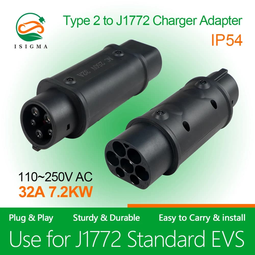 32A 1 fase 7.2kw Type2 IEC62196-2 a adattatore Type1 SAEJ1772 adattatore per caricabatterie EV convertitore per connettore di ricarica per veicoli elettrici