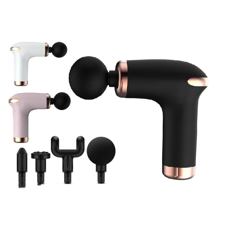 Silent Massage Gun with Brushless Motor, Portable, for Deep Massage of Textiles, 4 Interchangeable Heads for Muscle Lift and Relaxation