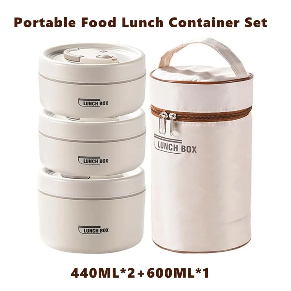 Set di contenitori per il pranzo per alimenti isolati portatili con scatola per il pranzo termica 3 contenitori per il pranzo impilabili separati per bambini adulti